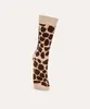 meia cano longo animal print bege 37-40