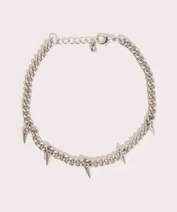 pulseira de corrente com spikes prateado Único