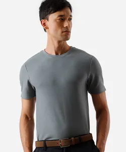camiseta de algodão texturizada manga curta cinza GG