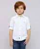 Camisa Infantil Listrada com Bolso Manga Longa Off White 8