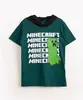 camiseta de algodão infantil minecraft com capuz manga curta verde 8