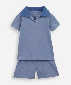 conjunto curto infantil com algodão azul 3