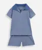 conjunto curto infantil com algodão azul 4