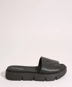 Rasteirinha Feminina Slide Flatform Matelassê Beira Rio Preta 37