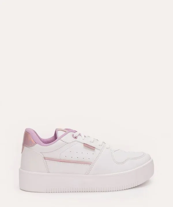 tênis casual infantil com recortes branco 31