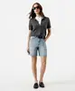 bermuda reta feminina jeans destroyed azul 34