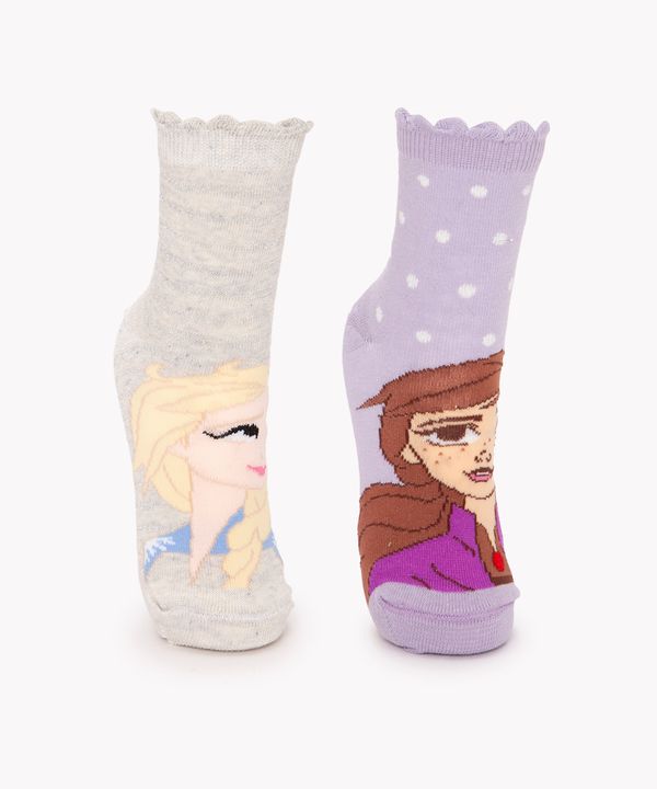 kit de 2 pares de meias infantis frozen cano médio colorido 30-33