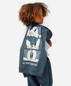 blusão de moletom infantil com capuz sonic azul 8