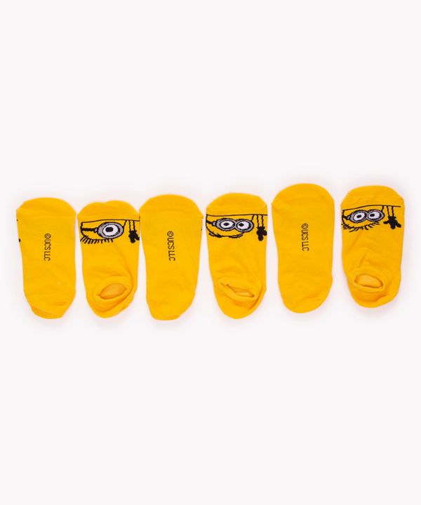 kit de 3 pares de meias invisíveis amarelo 37-40