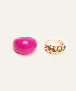 kit de 2 anéis dourado G