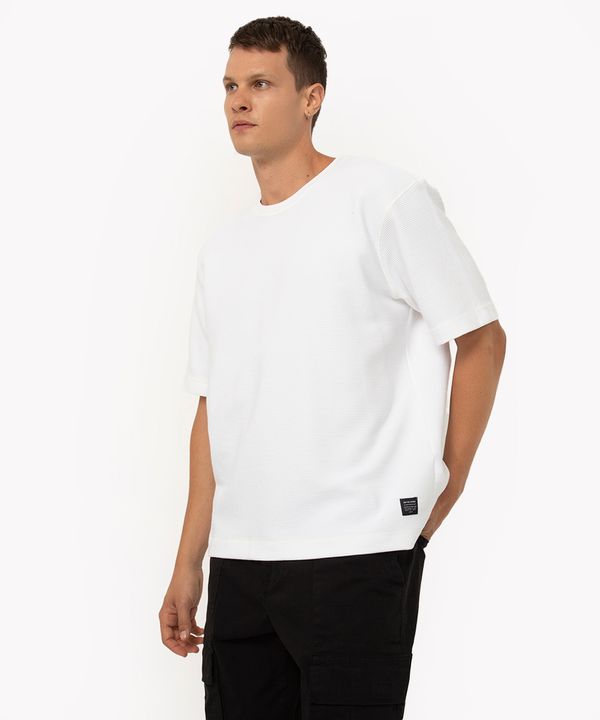 camiseta de algodão oversized canelada manga curta off white M