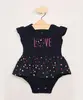 Body Saia Infantil Manga Curta "Love" Azul 3-6