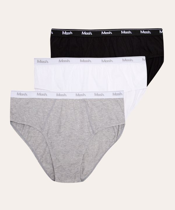 kit de 3 cuecas plus size slip de algodão mash multicor XGG