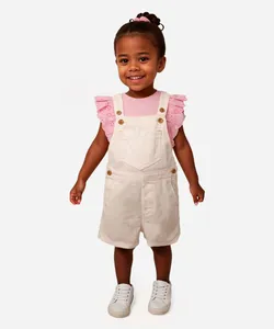 jardineira infantil de algodão off white 5