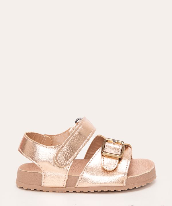 sandália infantil com fivela dourada 24