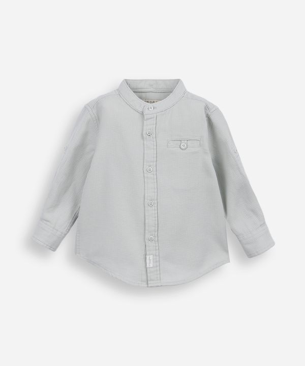 camisa infantil de algodão gola padre texturizada verde 3