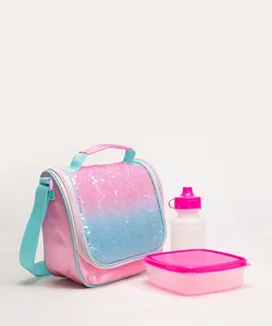 lancheira infantil de paetê multicor Único
