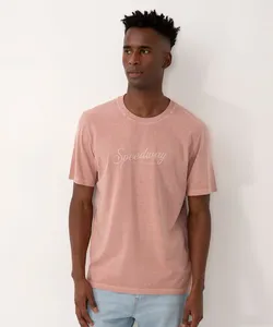 camiseta de algodão speedway estonada manga curta rosa claro G