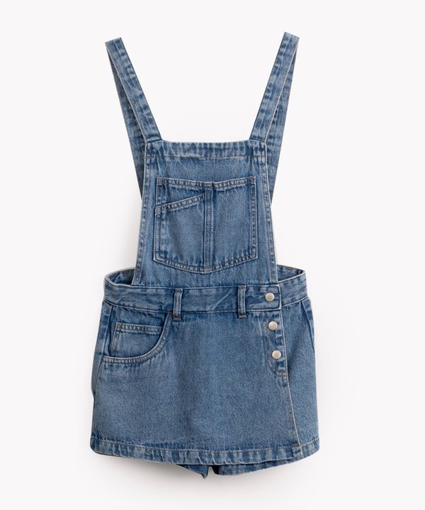 jardineira jeans juvenil com bolso azul médio 12