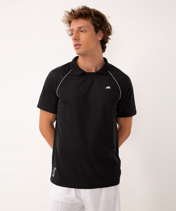 camiseta polo manga curta raglan com recorte espotiva preto M