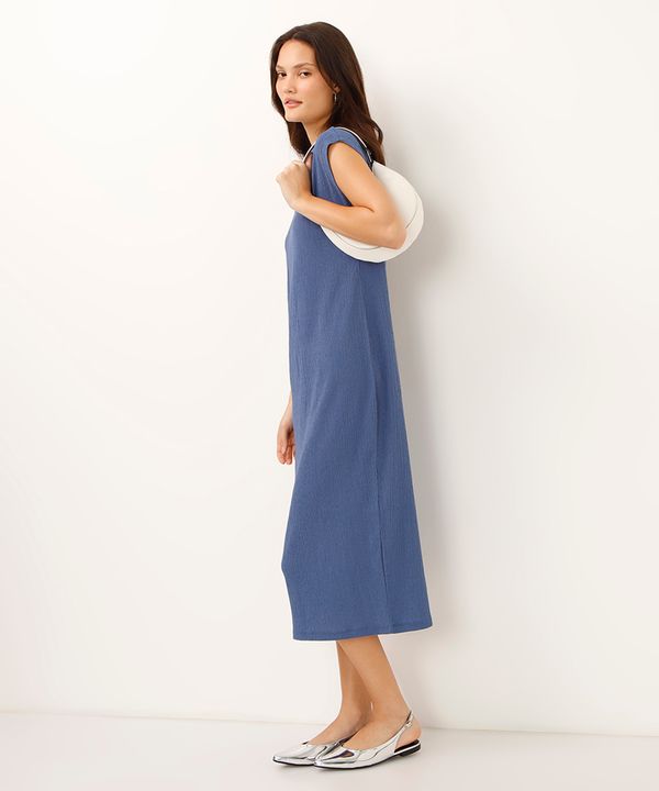 vestido midi muscle tee texturizado azul M
