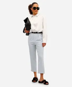 calça de alfaiataria feminina com cinto azul 44