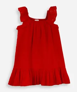 vestido infantil com manga em laise vermelho 5