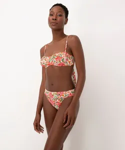 calcinha biquíni floral com pala proteção uv off white GG