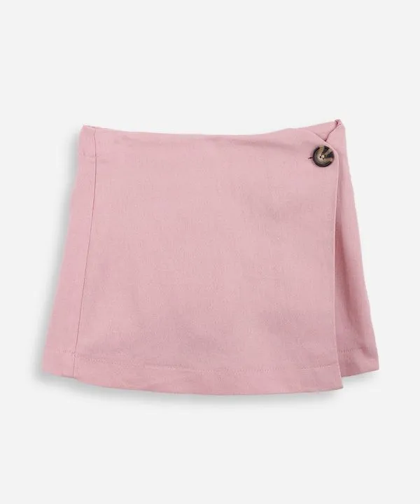 short saia infantil com linho rosa 8