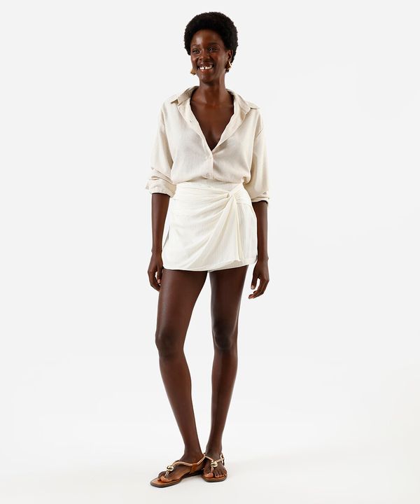 short saia pareo com lurex off white 44