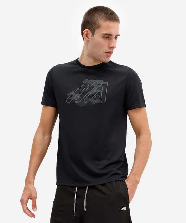 camiseta masculina esportiva camuflada preta G