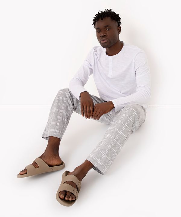 pijama de algodão manga longa branco G