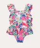 maiô infantil floral com babado e proteção uv50 multicor 2