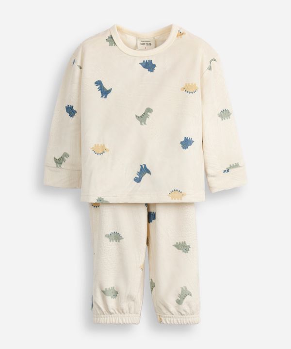pijama longo infantil dinossauro off white 2
