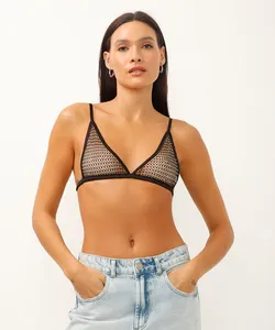 top de tela com strass preto G