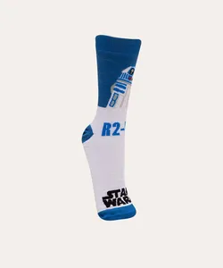 meia cano alto r2 d2 star wars branco 41-43