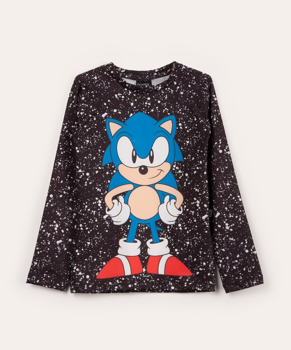 blusa de praia infantil manga longa sonic proteção uv50 preta 10