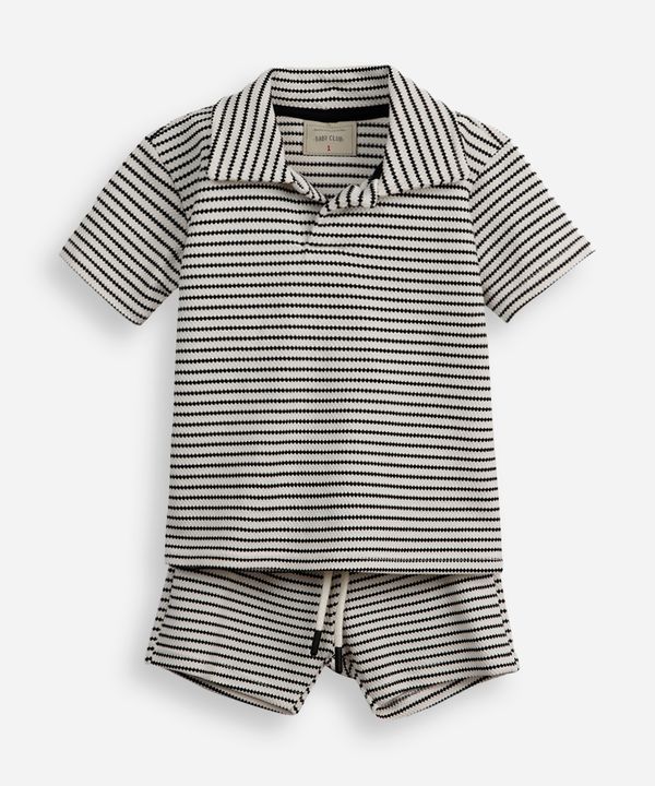 conjunto curto infantil listrado texturizado preto 5