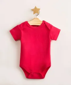 body infantil básico de algodão manga curta rosa escuro 6-9