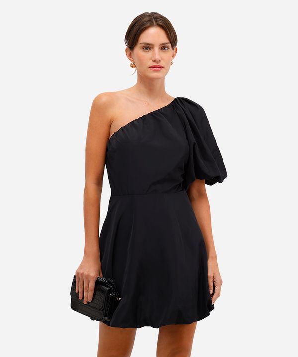 vestido curto balonê feminino manga bufante preto GG