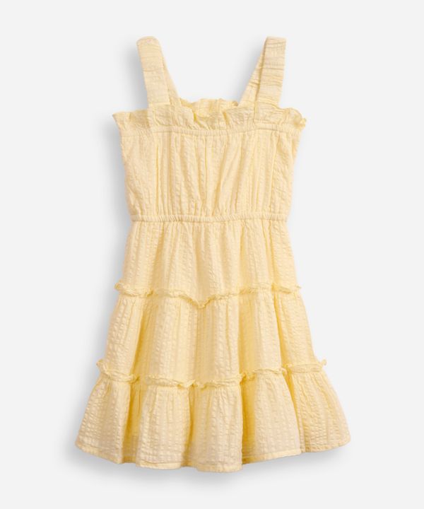 vestido de algodão infantil texturizado amarelo 12