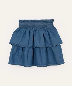 saia jeans infantil com lastex azul 6