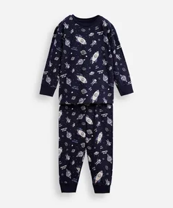 pijama longo infantil algodão galáxia azul 6