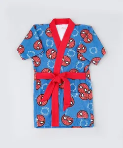 Roupão Infantil Homem Aranha Manga Curta Azul M