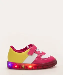 tênis infantil com velcro e luz molekinha pink 20