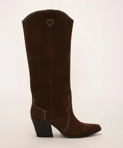 bota mindset western salto médio cano médio marrom 39