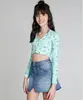 Blusa de Praia Cropped Infantil Love Dress Estampada de Praia com Proteção UV50+ Verde Claro 12
