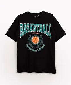 camiseta juvenil manga curta basquete preto 16
