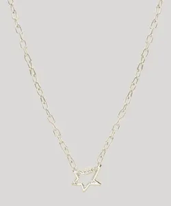 Colar Feminino com Raio Mosquetão Prateado Único