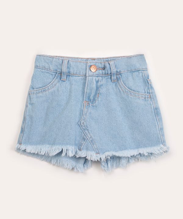 short saia infantil jeans azul claro 10